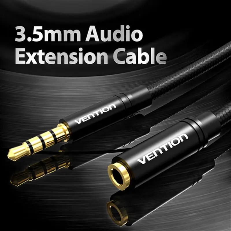 Кабель Vention Audio 3.5 мм - 3.5 мм, M/F, 1 м, чорний (BHBBF) Кабель Vention Audio 3.5 мм - 3.5 мм, M/F, 1 м, чорний (BHBBF)