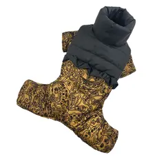 Зимовий комбінезон для дівчаток рюша візерунки гірчиця AD-16