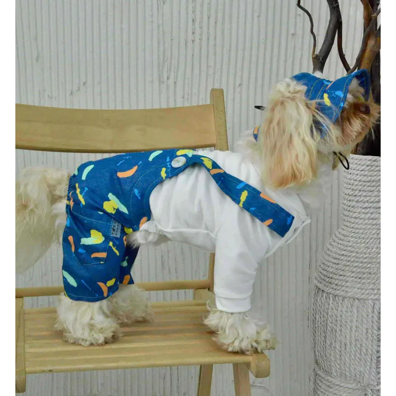 Костюм із лямками джинс фарби D-212