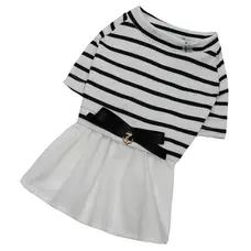 Сукня смугаста з білою спідницею P-44