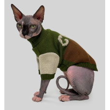 Светр для котiв в'язаний CAT коричневий хакі SC-11