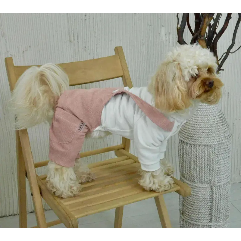 Костюм із лямками вельвет пудра D-209