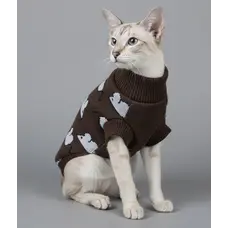 Светр для котiв в'язаний Мишки шоколад SC-30