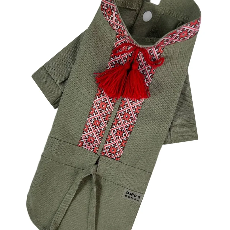 Вишиванка з китицями хакі RUB-50