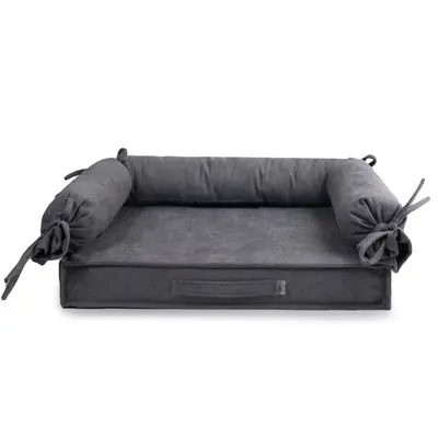 Лежак HugRoll велюр сірий L-17