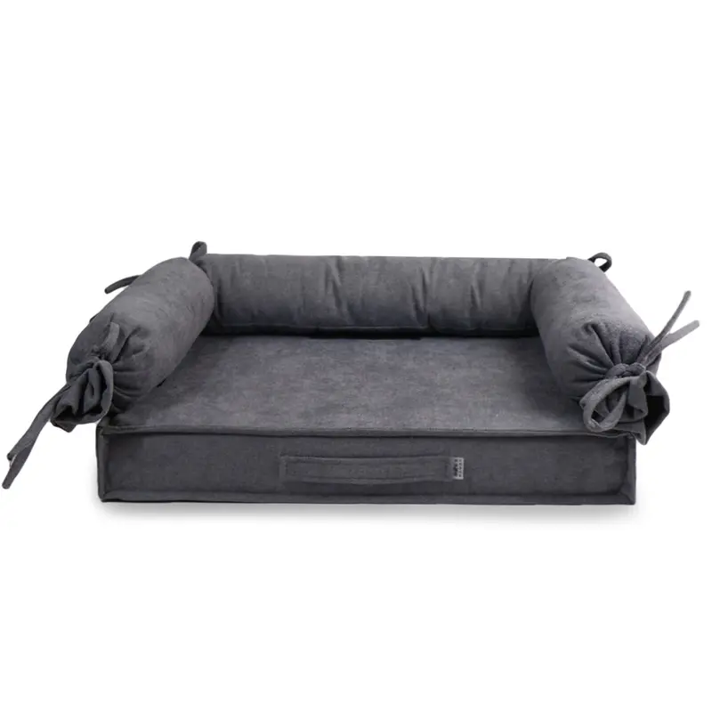 Лежак HugRoll велюр сірий L-17