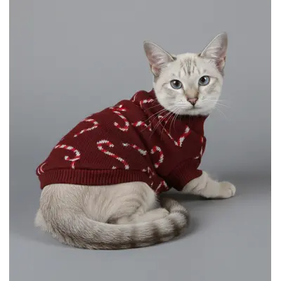 Светр для котiв в'язаний Карамель марсала SC-32