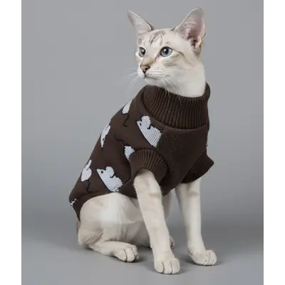 Светр для котiв в'язаний Мишки шоколад SC-30