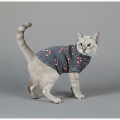 Светр для котiв в'язаний Карамель сірий SC-33