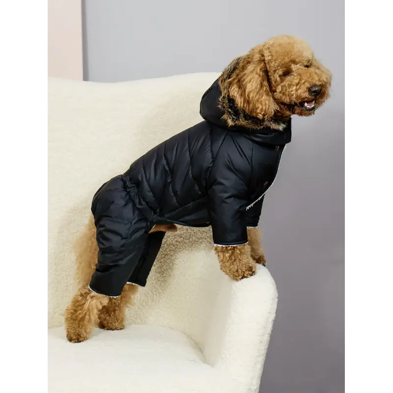 Зимовий комбінезон на хутрі чорний AM-43