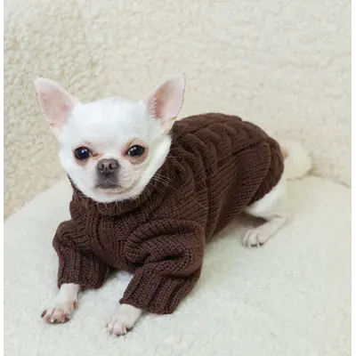 Светр в'язаний Косичка шоколад Y-367