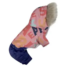 Зимовий комбінезон на хутрі літери рожевий AM-31