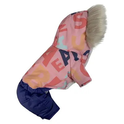 Зимовий комбінезон на хутрі літери рожевий AM-31