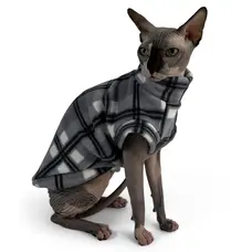 Светр для котiв флiс картатий сірий SC-21