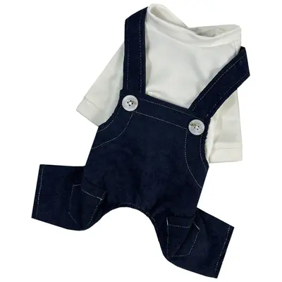 Костюм із лямками вельвет синій D-210