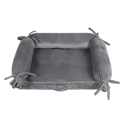 Лежак HugRoll хутро сірий L-20