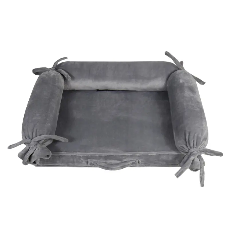 Лежак HugRoll хутро сірий L-20