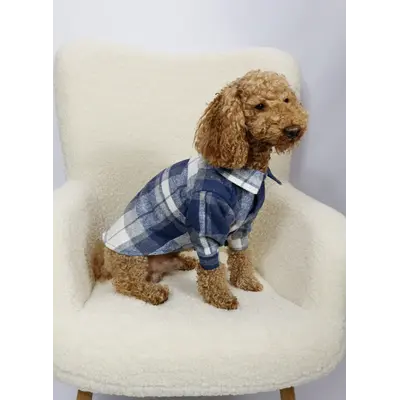 Сорочка картата синя RUB-61