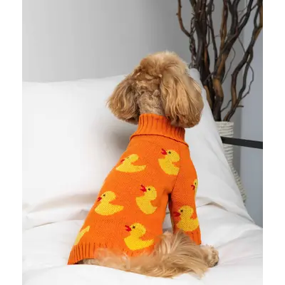 Светр в'язаний Каченята помаранч Y-345