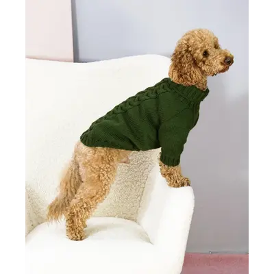 Светр в'язаний Косичка хакі Y-387