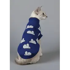 Светр для котiв в'язаний Мишки синій SC-29