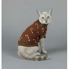 Светр для котiв в'язаний Карамель шоколад SC-34