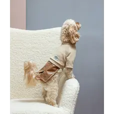 Сукня зі шкіряною спідницею карамель P-42