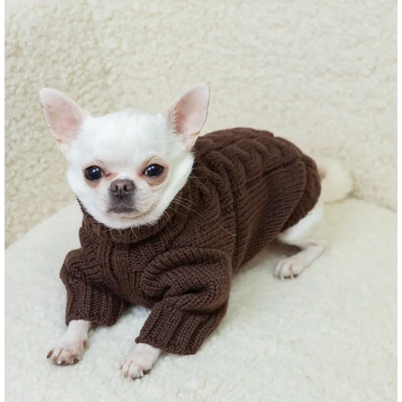 Светр в'язаний Косичка шоколад Y-367