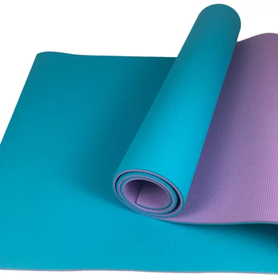 Килимок для йоги та фітнесу EasyFit TPE+TC 6мм двошаровий м'ятний-фіолетовий