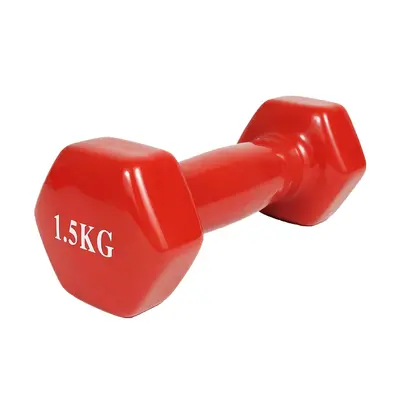 Гантель для фітнесу 1.5 кг EasyFit із вініловим покриттям червона