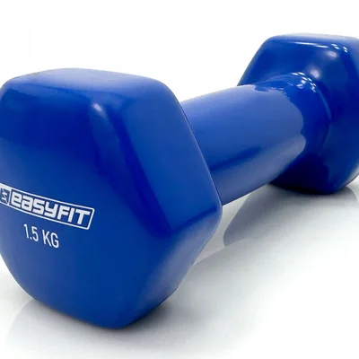 Гантель для фітнесу 1.5 кг EasyFit із вініловим покриттям синя