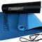 Килимок для йоги та фітнеса EasyFit TPE+TC 6мм двошаровий + Чохол синій з блакитним
