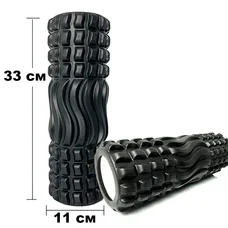 Масажний ролик EasyFit Wavyspines 33 см Чорний