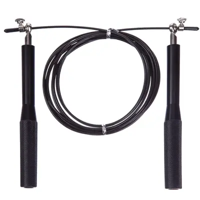 Швидкісна скакалка EasyFit Aluminium зі сталевим тросом та алюмінієвими ручками чорна Швидкісна скакалка EasyFit Aluminium зі сталевим тросом та алюмінієвими ручками чорна