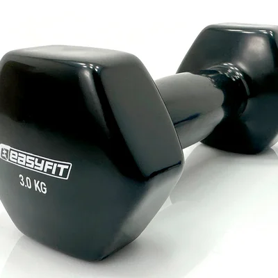 Гантель для фітнесу 3.0 кг EasyFit із вініловим покриттям чорна