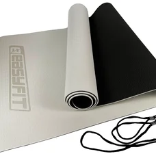 Килимок для йоги та фітнесу EasyFit TPE+TC 6мм двошаровий сірий-чорний