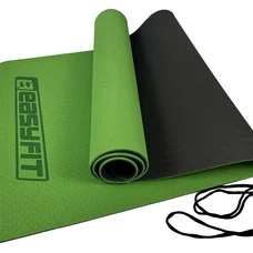 Килимок для йоги та фітнесу EasyFit TPE+TC 6мм двошаровий зелений-чорний