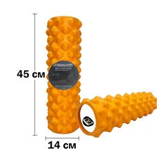 Масажний ролик EasyFit Grid Roller Extreme 45 см Помаранчевий