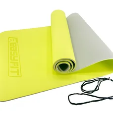 Килимок для йоги та фітнесу EasyFit TPE+TC 6 мм двошаровий лимонний-сірий