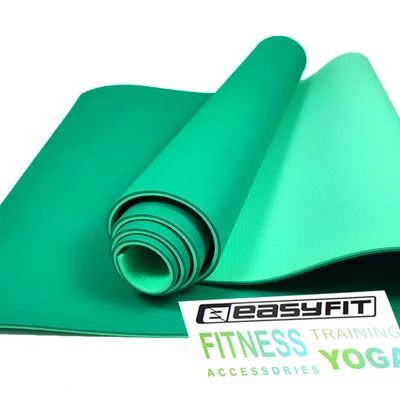 Килимок для йоги та фітнесу EasyFit TPE+TC 6мм двошаровий зелений-м'ятний