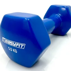 Гантель для фітнесу 5.0 кг EasyFit із вініловим покриттям синя