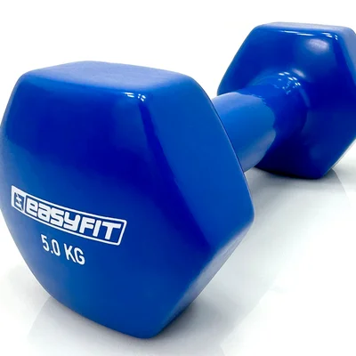 Гантель для фітнесу 5.0 кг EasyFit із вініловим покриттям синя