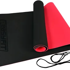 Килимок для йоги та фітнесу EasyFit TPE+TC 6мм двошаровий чорний-червоний