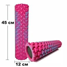 Масажний ролик EasyFit Plexus 45 см Рожевий-блакитний