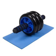 Ролик для пресу EasyFit з килимком Синій (3 колеса)