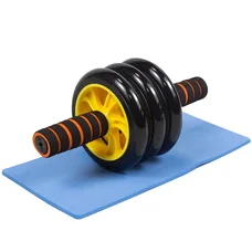 Ролик для пресу EasyFit з килимком Жовтий (3 колеса)