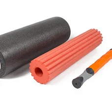 Масажний ролик-валик для МФР та йоги EasyFit TIO ролер для спини 3 в 1 EF-0271 Чорний-помаранчевий