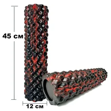 Масажний ролик EasyFit Bubbles 45 см Чорний-червоний