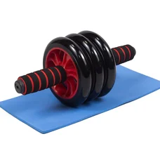 Ролик для пресу EasyFit з килимком Червоний (3 колеса)