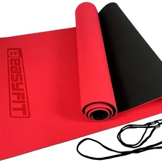 Килимок для йоги та фітнесу EasyFit TPE+TC 6мм двошаровий червоний-чорний